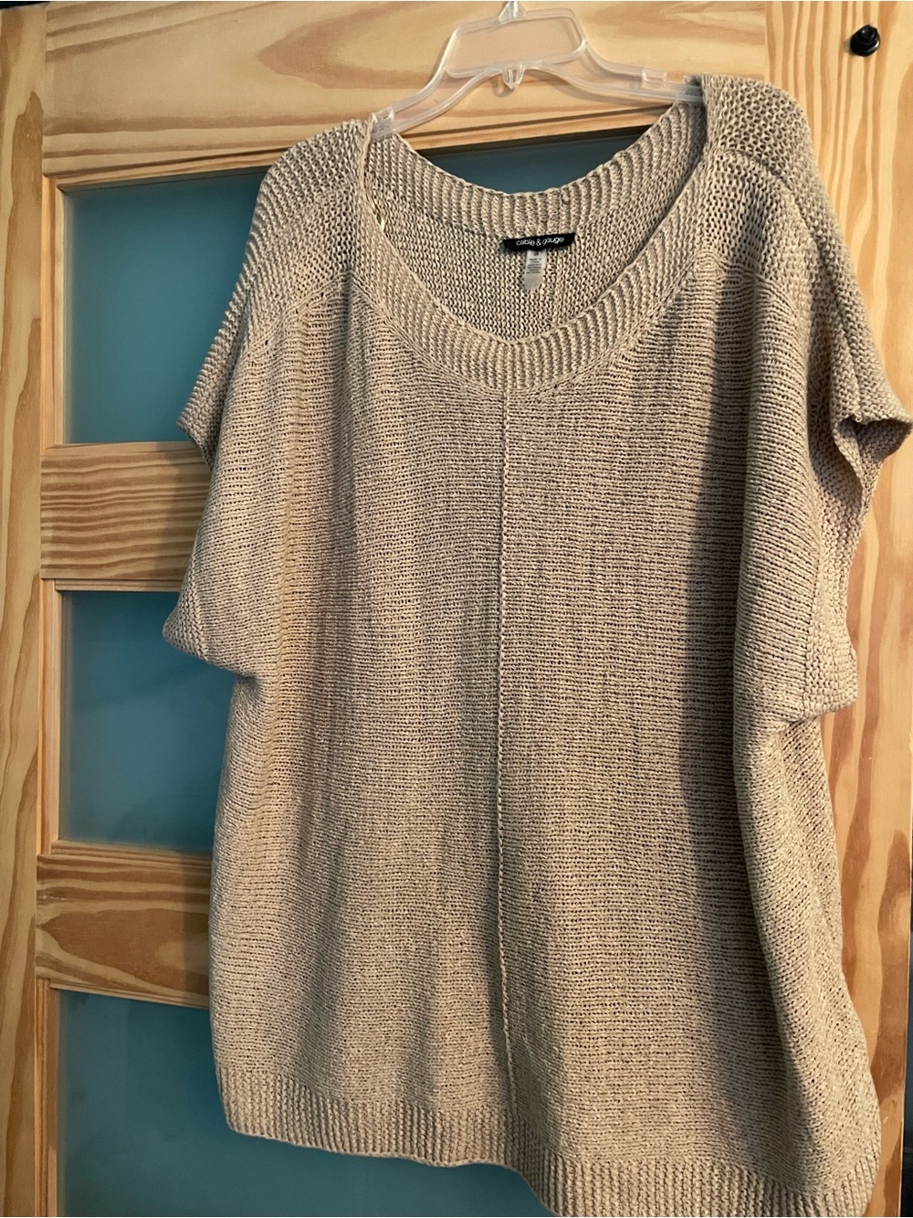 Cable & Gauge Beige Short Sleeve Knit Sweater